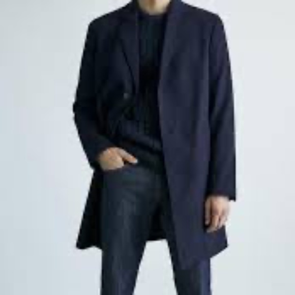 Massimo Dutti Jackets & Blazers - Designer Wool Cashmere Navy Business Casual  Jacket